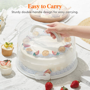 Lifewit Cake Carrier with Lid and Handle, Two Sided Cupcake Carrier Holder, White