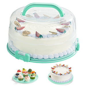 Lifewit Cake Carrier with Lid and Handle, Two Sided Cupcake Carrier Holder, White