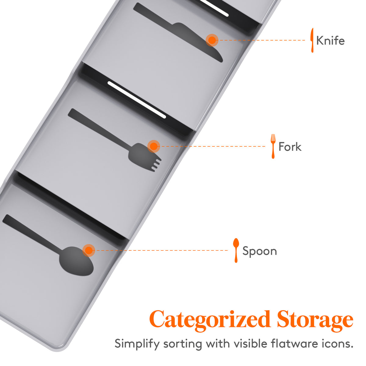 Compact Flatware Drawer Organizer, Narrow Silverware Tray for Kitchen
