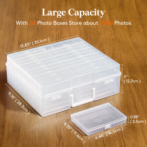 Lifewit Photo Storage Box 4" x 6" Photo Case, 20 Inner Photo Keeper, Clear Photo Boxes Storage