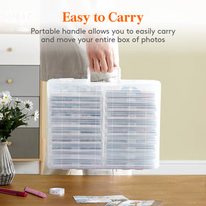 Lifewit Photo Storage Box 4" x 6" Photo Case, 20 Inner Photo Keeper, Clear Photo Boxes Storage