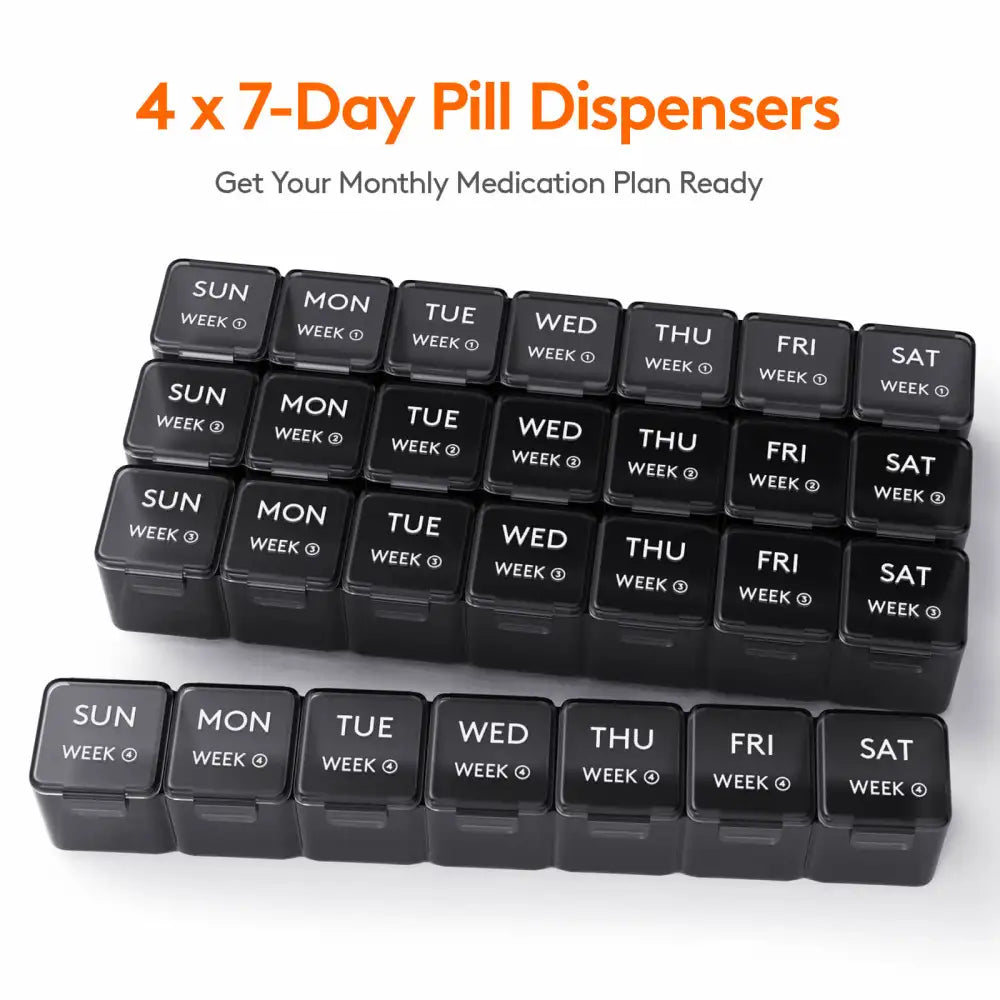 Monthly Pill Box Organizer, 4 Packs Weekly Medicine Pill Organizer