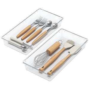 Lifewit Silverware Drawer Organizer, 5.75" x 11.65" Clear Utensil Tray for Kitchen Drawer, 4Pack