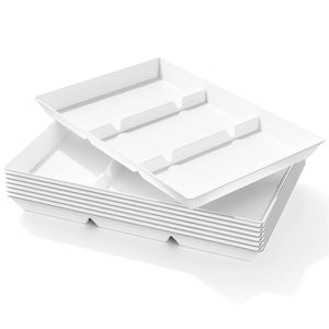 Lifewit Divided White Serving Tray,Food Plastic Serving Tray