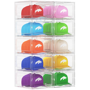 Lifewit 6-Pack Baseball Cap Hat Storage Box, Clear Hat Display Container