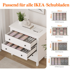 Set mit 8 HEMNES Schubladen-Organizern für I K E Kommoden, Wickeltische, Schränke, Kleiderschrank-Organizer