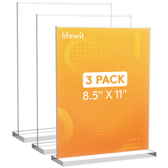 Lifewit 3 Pack 8.5x11 Clear Vertical Reversible Stand, Paper Flyer Menu Display Stand