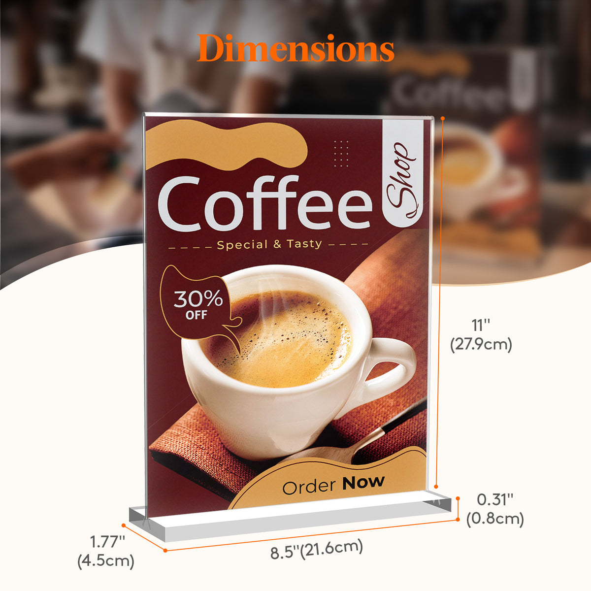 3 Pack 8.5x11 Clear Vertical Reversible Stand, Paper Flyer Menu Display ...