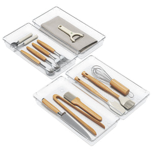 Lifewit Silverware Drawer Organizer, 5.75" x 11.65" Clear Utensil Tray for Kitchen Drawer, 4Pack