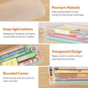 Lifewit Snap-On Plastic Pencil Case, Stackable Large Capacity Hard Pencil Case