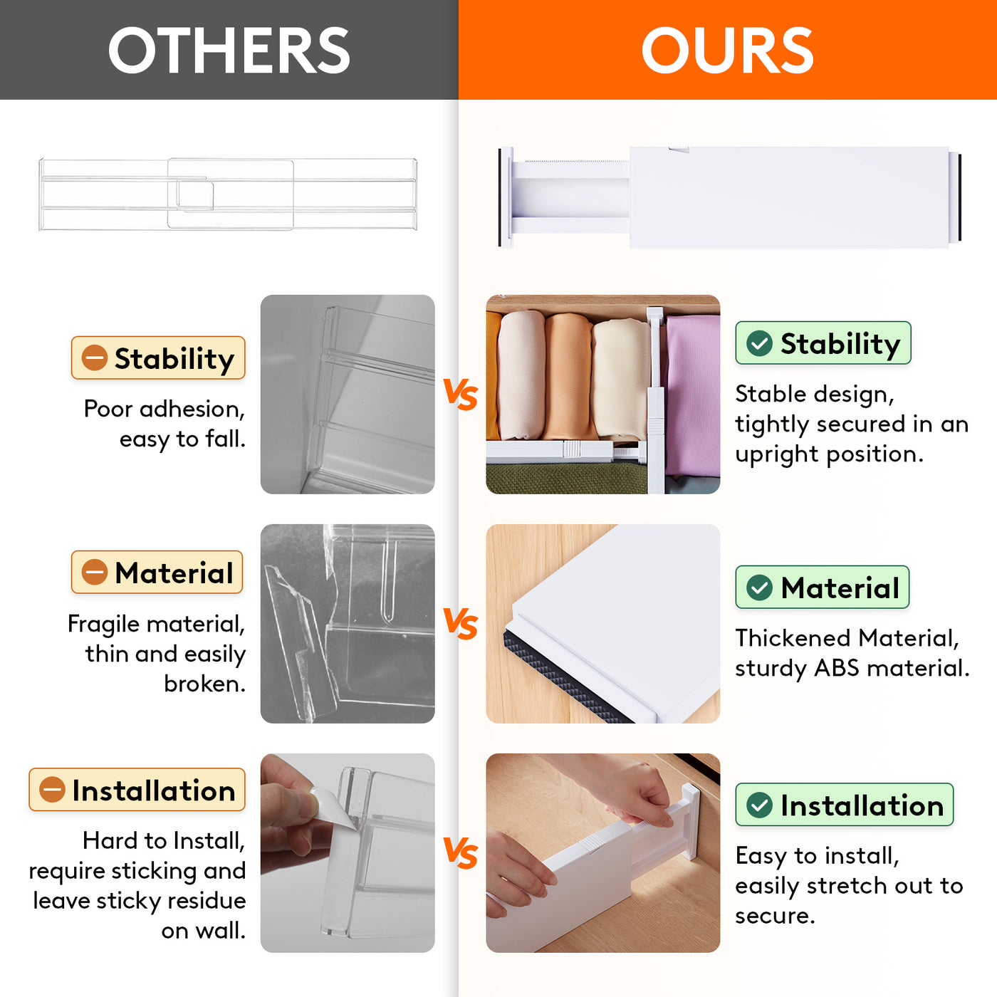 thumbnail image 2 of 5-Pack Adjustable Refrigerator Organizer Drawers – White Plastic Storage Bins For Fridge & Kitchen 2 of 12