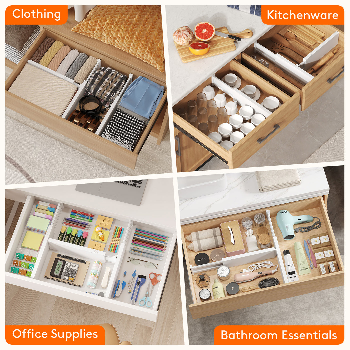 dresser drawer organizers Kootek 16 Pack for Clothing, Drawer Organize Package Includes Dresser Drawer Organizers Set of