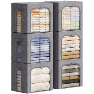 Lifewit Stackable Clothes Storage Box with Metal Frame, 40L Storage Bag Fabric Box