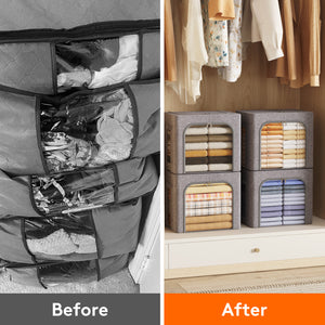 Lifewit Stackable Clothes Storage Box with Metal Frame, 40L Storage Bag Fabric Box