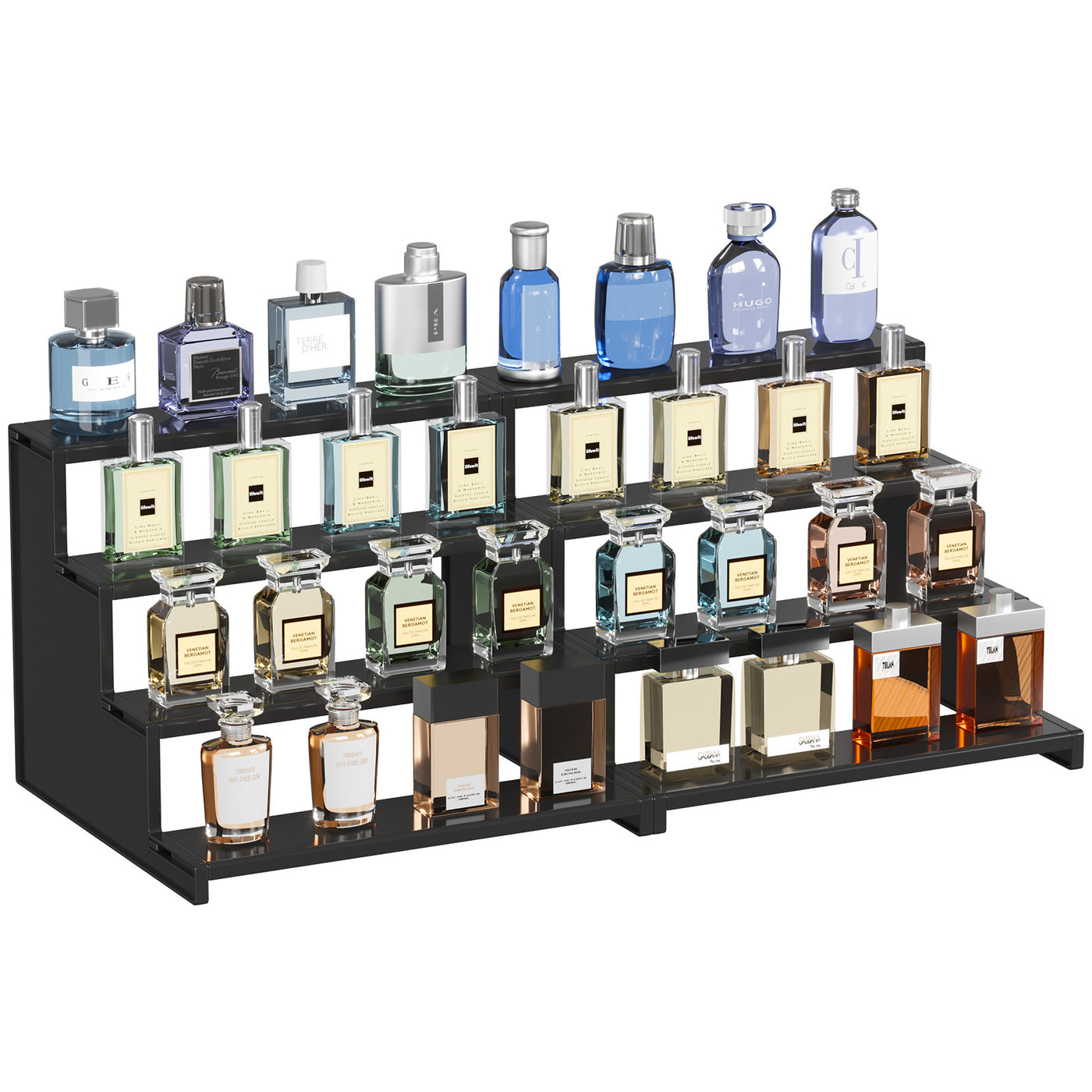 Houten Eau De Cologne Organizer 4 Laag Van Verhoogde Cologne Display Plank Lade Houten Eau De Cologne Organizer 4 Laag Van Verhoogde Cologne Display Plank Lade