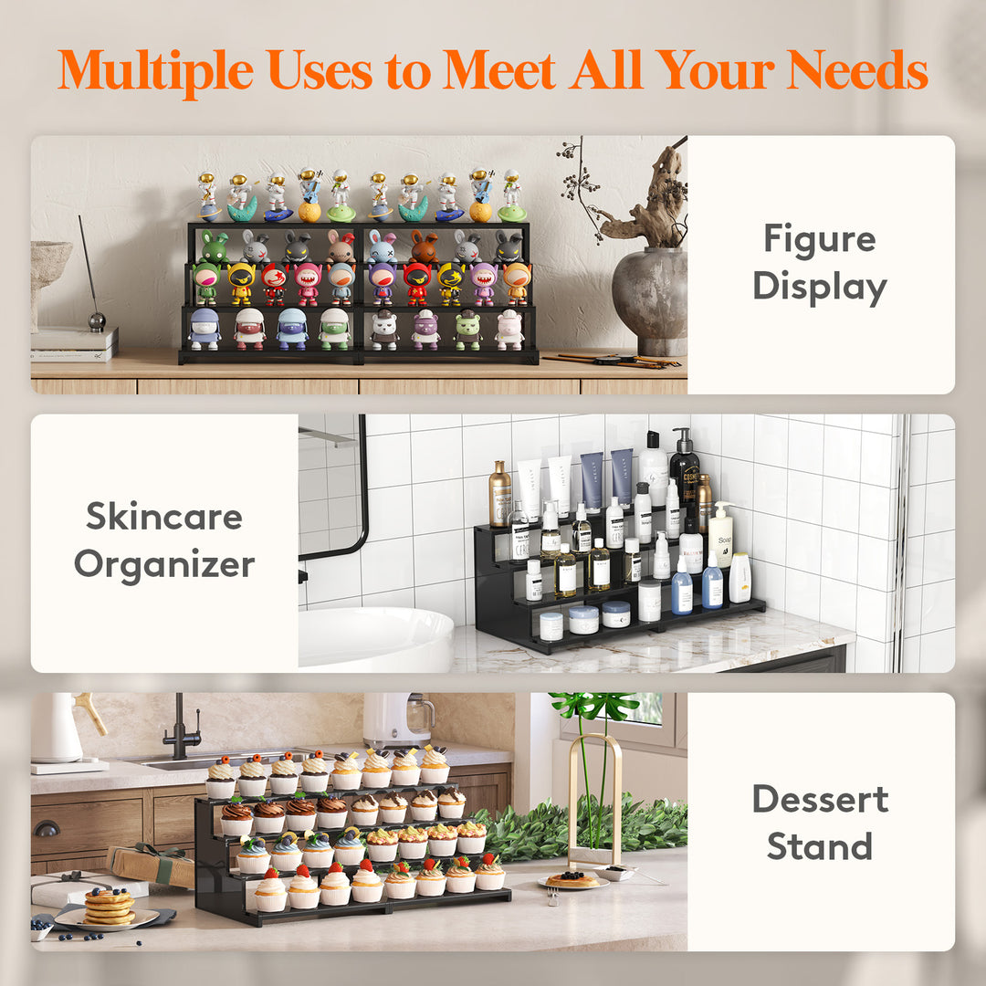 4-Tier Black Display Stand, Plastic Cologne Storage Fragrance Rack ...