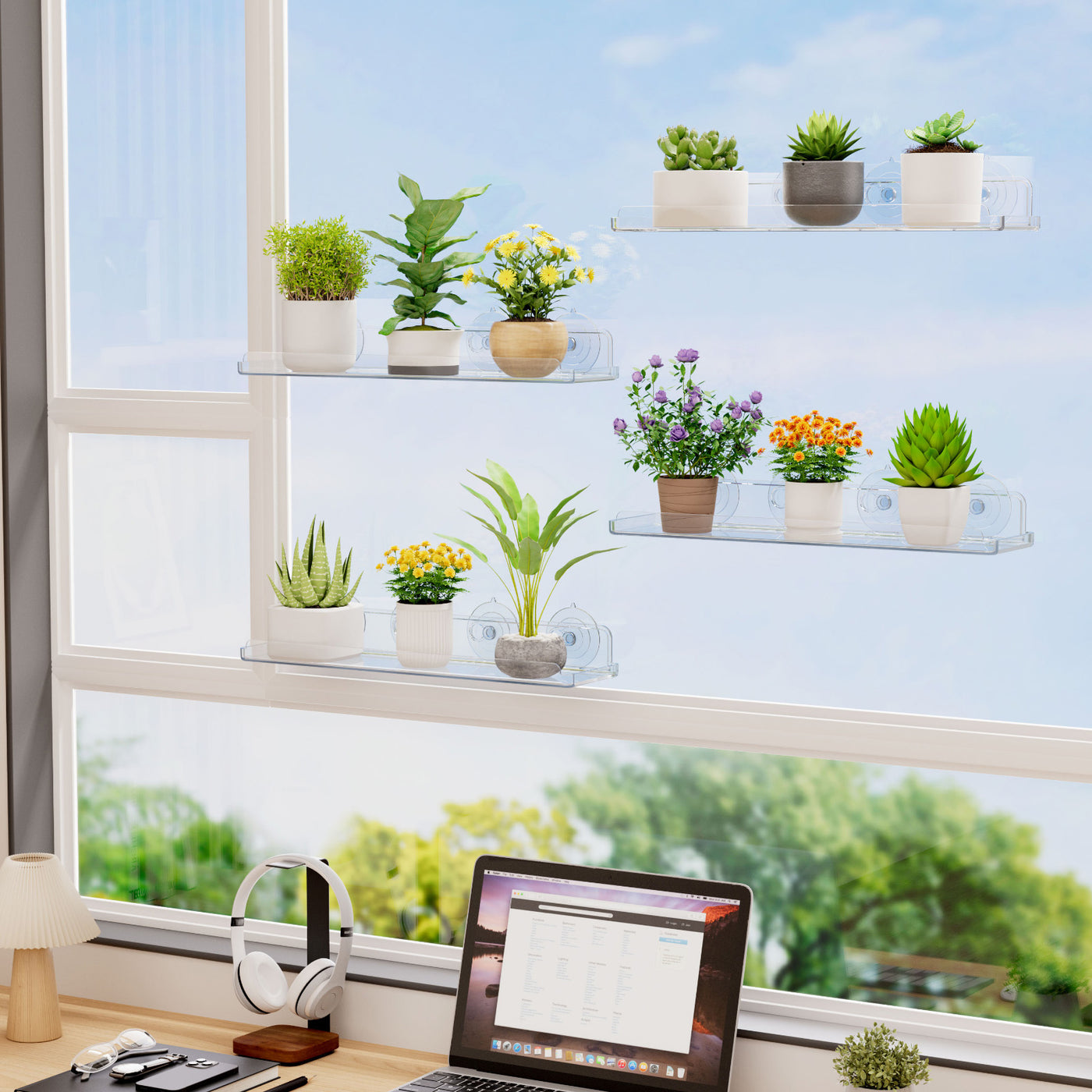 window plant shelves indoor Window Plant Floating Shelf 15 Inch