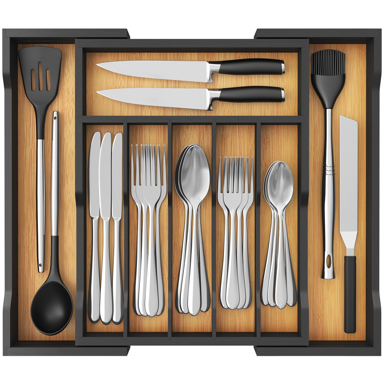 LELE LIFE 4-Piece Stainless Steel Silverware Organizer – 18/8 Mesh Drawer Tray With Raised Bottom - View #9