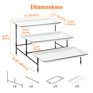 Lifewit 3 tier White Plastic Food Serving Tray