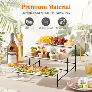 Lifewit 3 tier White Plastic Food Serving Tray