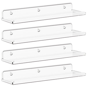 Lifewit Floating Shelves for Wall, 6 Pack 15" Clear Acrylic Shelf Room Decor