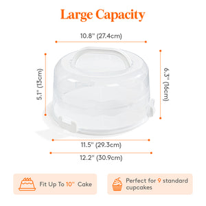 Lifewit Cake Carrier with Lid and Handle, Two Sided Cupcake Carrier Holder, White