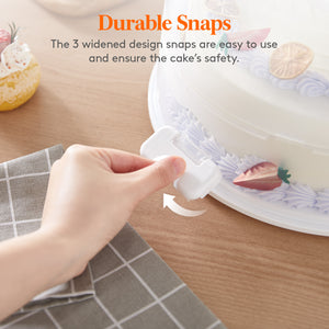 Lifewit Cake Carrier with Lid and Handle, Two Sided Cupcake Carrier Holder, White