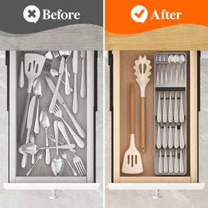 Lifewit Compact Flatware Drawer Organizer, Narrow Silverware Tray for Kitchen Drawers