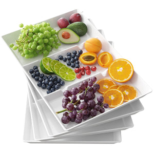 Lifewit Divided White Serving Tray,Food Plastic Serving Tray