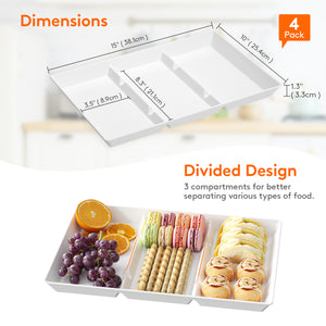 Lifewit Divided White Serving Tray,Food Plastic Serving Tray