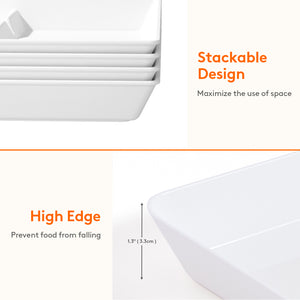 Lifewit Divided White Serving Tray,Food Plastic Serving Tray