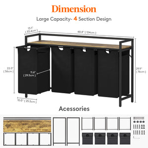 Lifewit Laundry Basket, 4 Section Pull Out Laundry Hamper