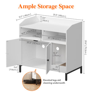 Lifewit hidden cat litter box furniture, white wood storage shelf