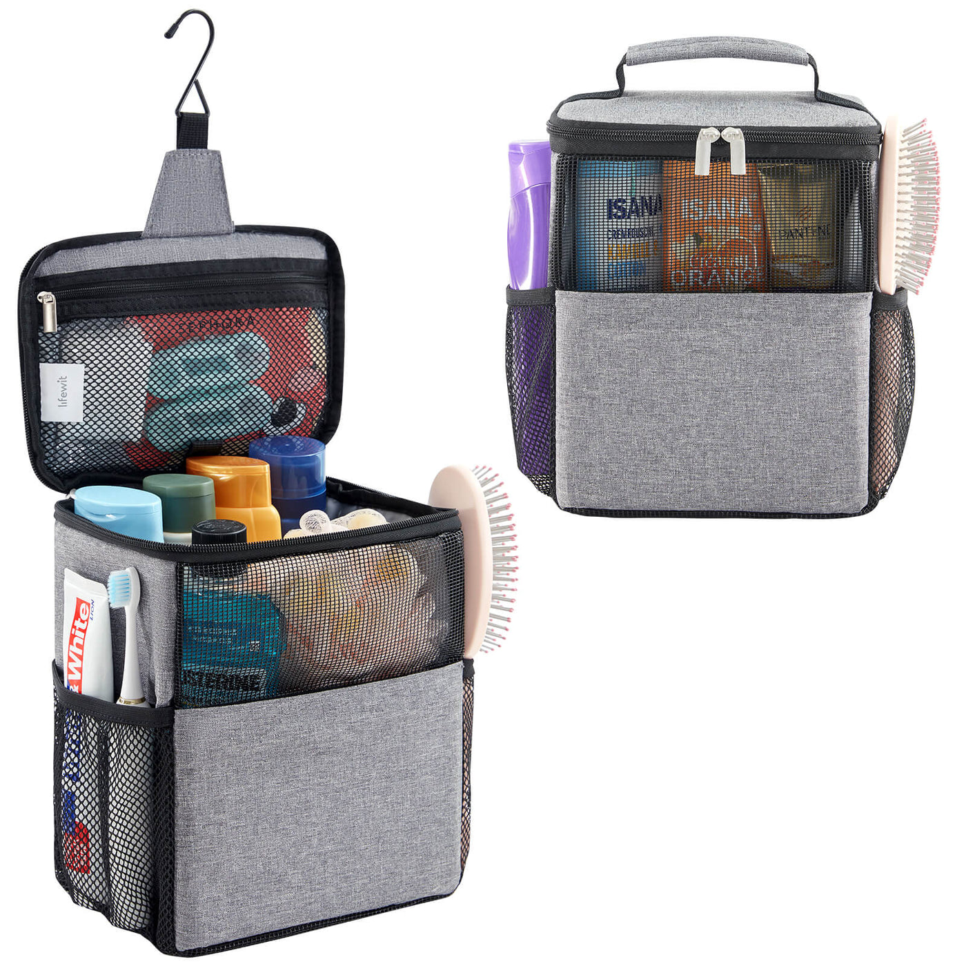 backpack for hanging in showers camping traveling 12 Pcs Mesh Shower Caddy Portable 12.2 x 10.24 Large Gym Shower Bag Bulk with Zipper Quick Dry Shower Bag Toiletry and Bath Organizer Swimming Travel College Shower Bag for Camping 5