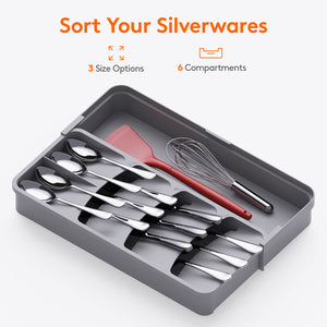 Lifewit Silverware Drawer Organizer, Utensil Flatware Cutlery Holder Tray Organizer for Kitchen Drawer