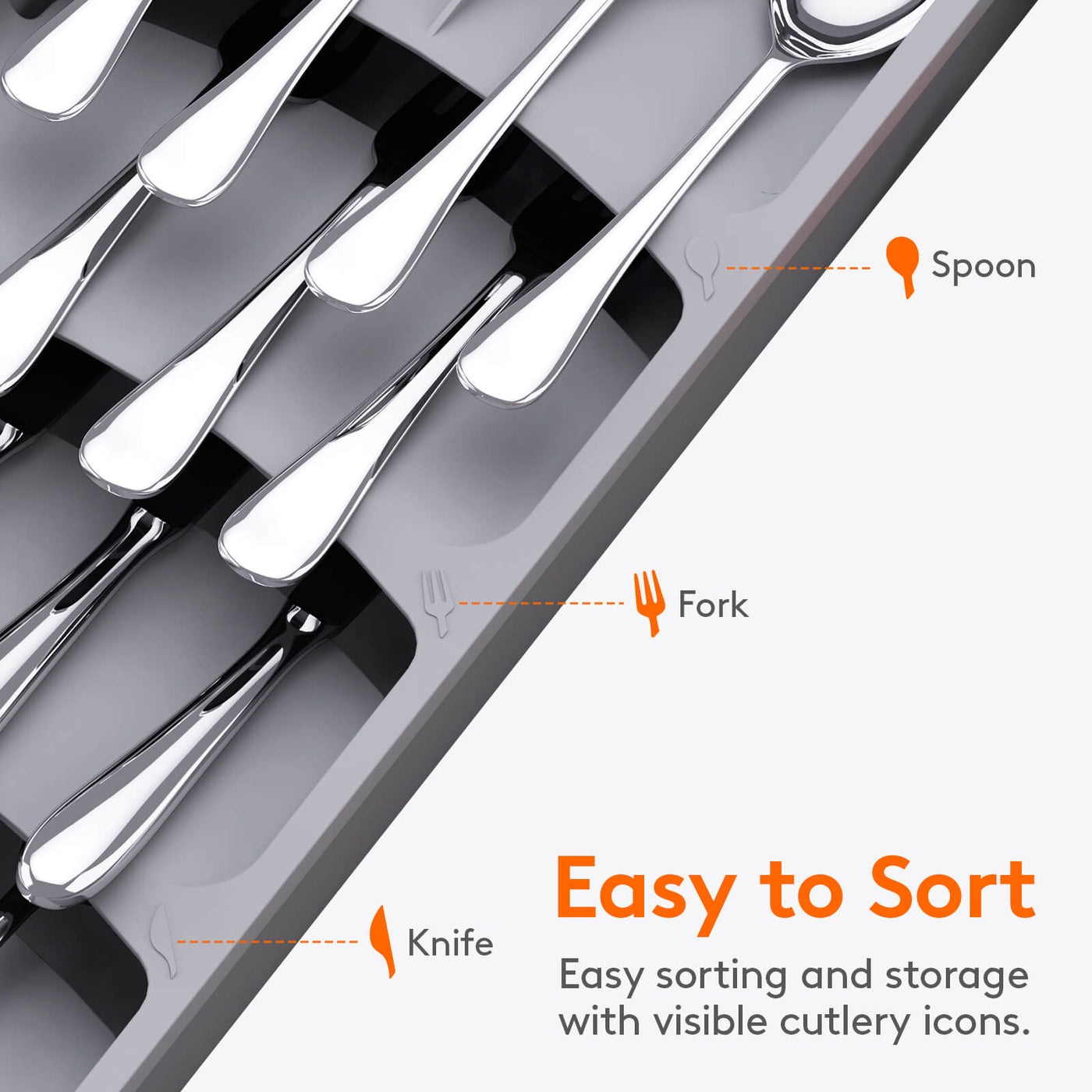 Silverware Drawer Organizer, Utensil Flatware Cutlery Holder Tray ...