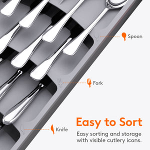 Lifewit Silverware Drawer Organizer, Utensil Flatware Cutlery Holder Tray Organizer for Kitchen Drawer