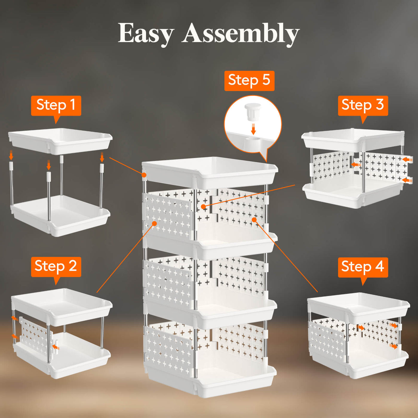 Durable Folding Storage Bins Organizer 2 Tier,Stackable Bins with