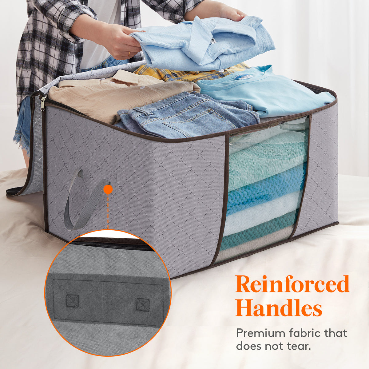 Large Storage Boxes with Lid Moving Boxes Wardrobe Storage Organiser ...