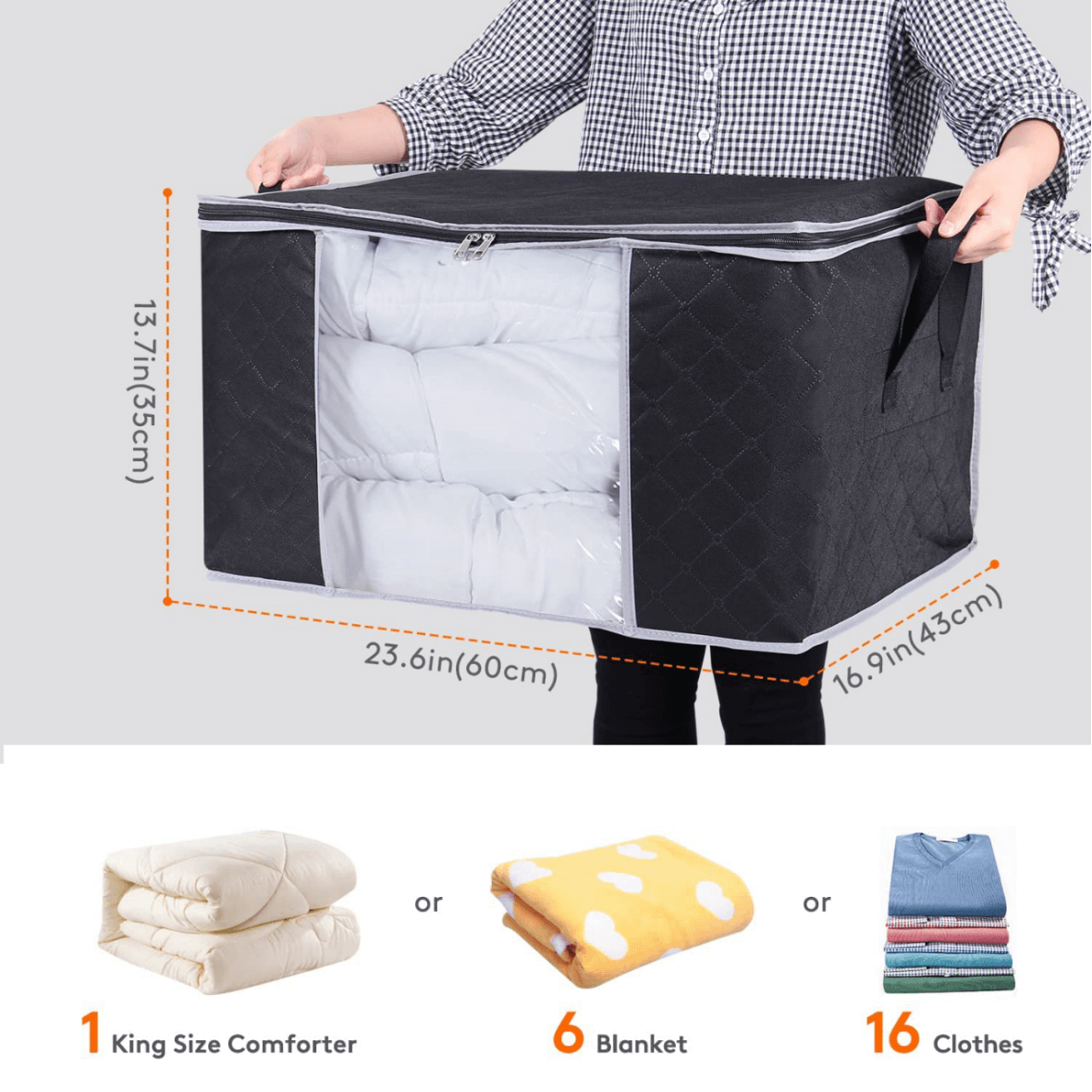 Foldable Large Capacity Clothes Storage Bag Organizer with Reinforced  Handle Sturdy Zipper Clear Window Fabric Clothes Bag Storage Box for  Comforters Blankets Bedding  Walmartcom