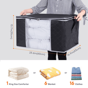 Lifewit 90L Black Clothes Storage Bag with 3 Packs