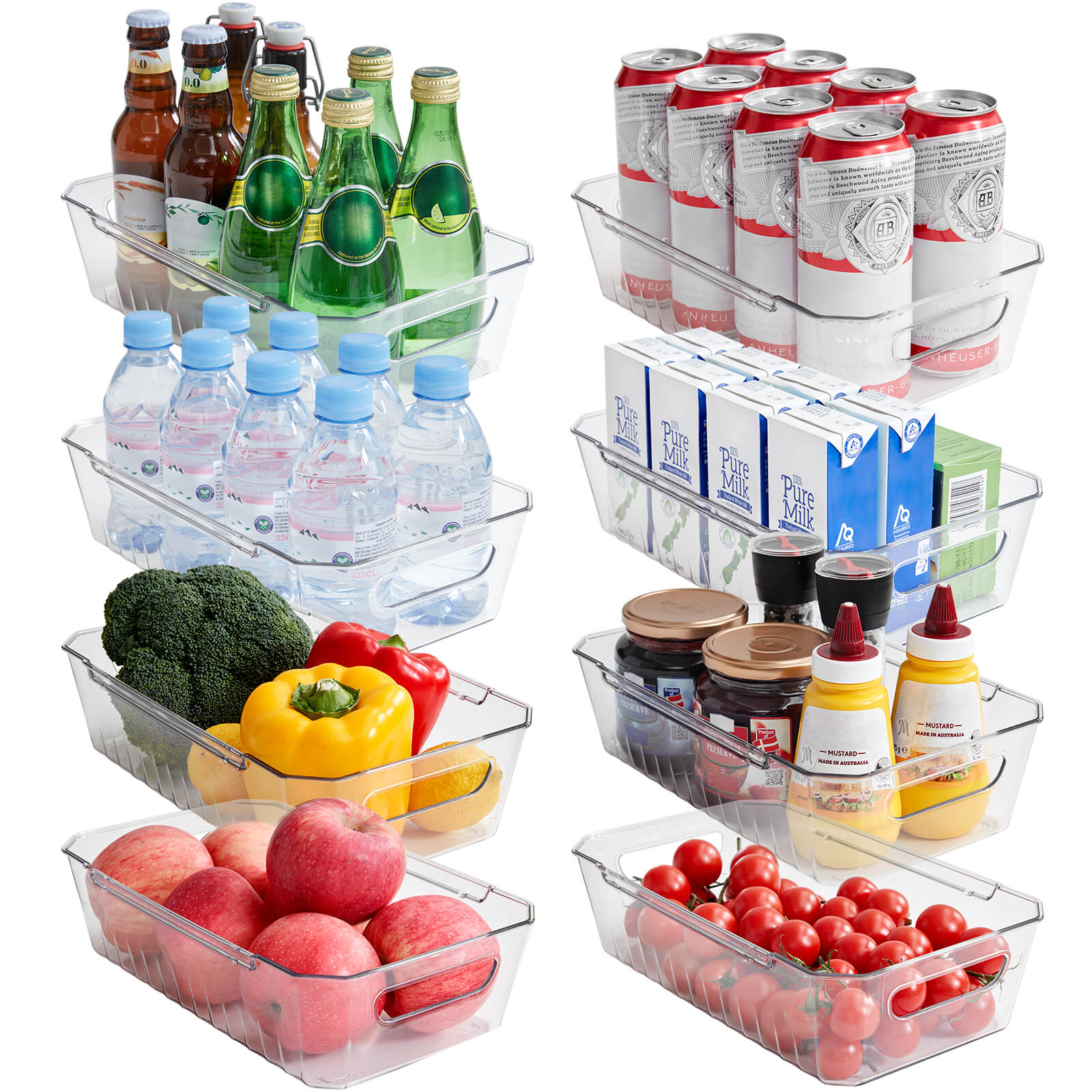 Refrigerator Stackable Storage Bins with Lids, Snack Fruit Storage