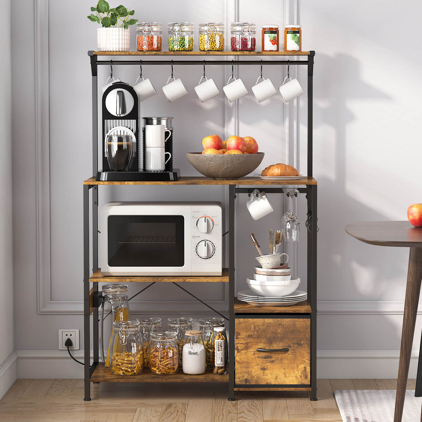 Kitchen Storage Holders Metal Wood Microwave Oven Shelf Stand Kitchen  Appliances Storage Rack Cabinet