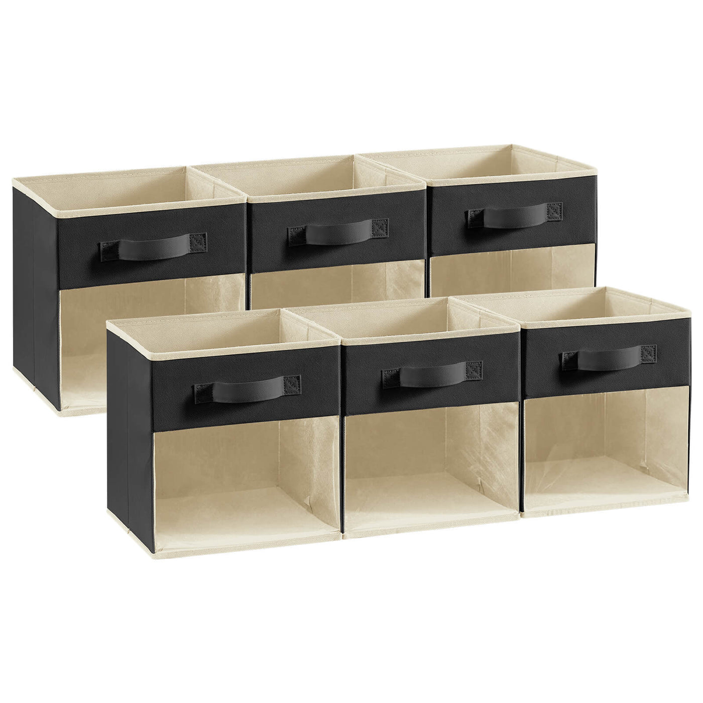 Collapsible Fabric Cube Storage Boxes, Set of 6, Grey/Black - Lifewit ...