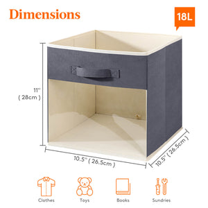 Lifewit Collapsible Cube Storage Boxes, Clothes Organiser with Clear Window, Set of 6