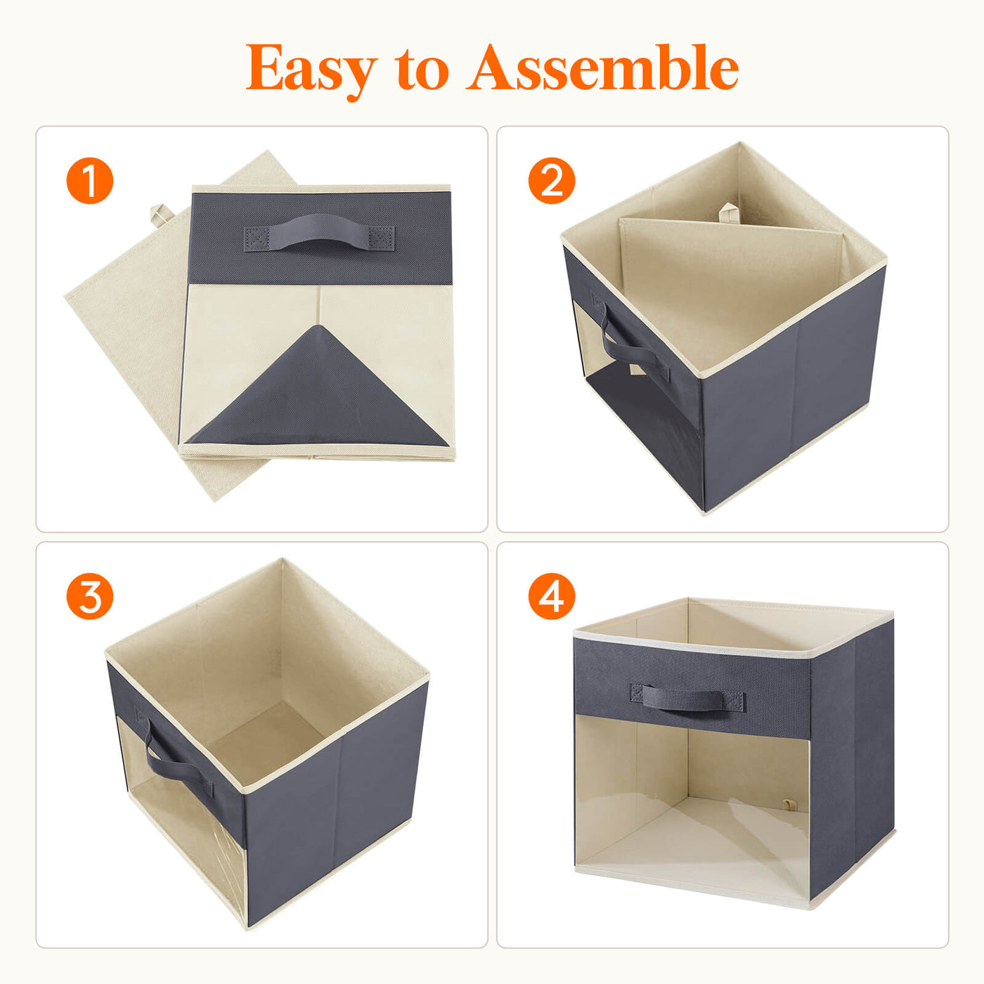 Collapsible Fabric Cube Storage Boxes, Set of 6, Grey/Black - Lifewit ...