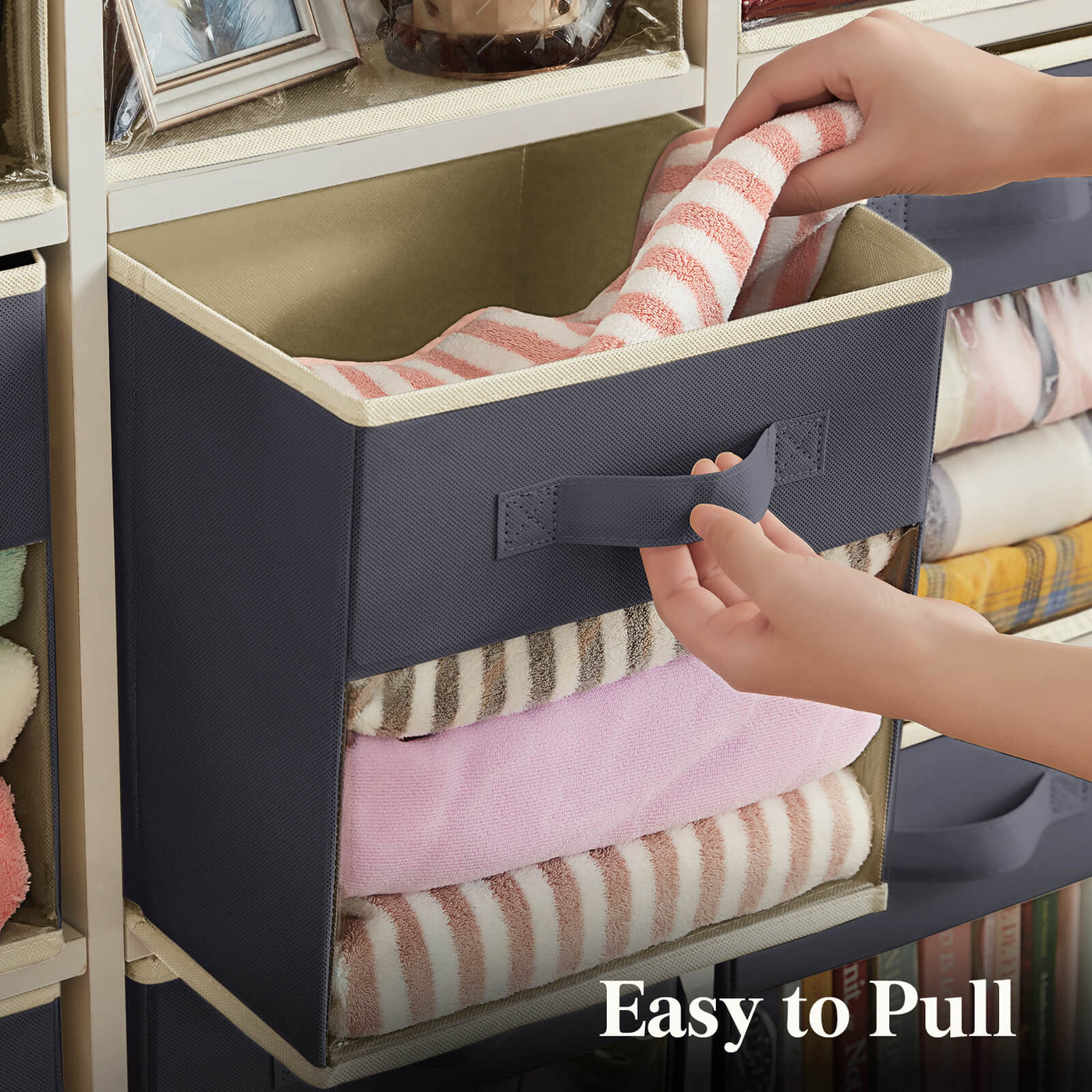 Collapsible Fabric Cube Storage Boxes, Set of 6, Grey/Black - Lifewit ...
