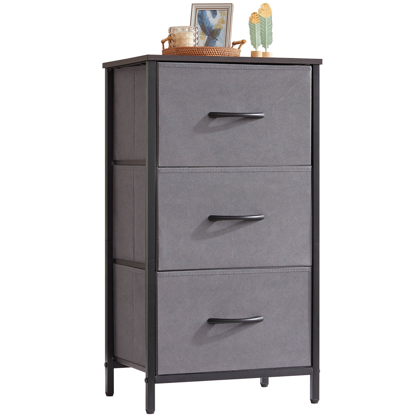 3 Drawer Dresser Nightstand, Grey/Light Grey/Rustic Brown - Lifewit Lifewitstore 3 Drawer Dresser Nightstand, Grey/Light Grey/Rustic Brown - Lifewit Lifewitstore