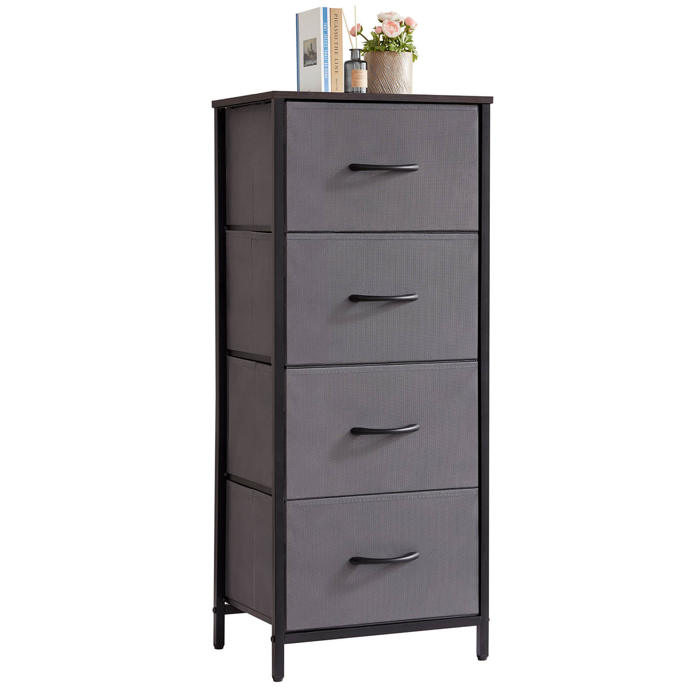 4 Drawer Dresser Nightstand, Grey/Rustic Brown - Lifewit Lifewitstore 4 Drawer Dresser Nightstand, Grey/Rustic Brown - Lifewit Lifewitstore