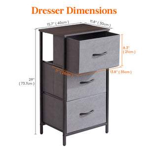 Lifewit Small Dresser, 3 Drawer Dresser Nightstand, Chest of Drawers for Bedroom Nursery